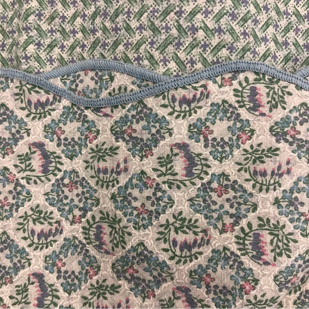 VTG Springmaid Floral Blockprint Pastel Pillowcases Cottagecore Scallop Hem - Picture 5 of 8